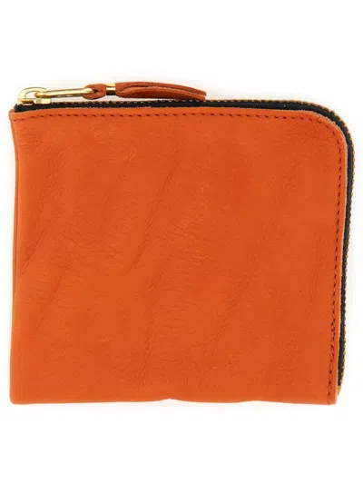 Comme Des Garçons Leather Wallet Unisex In Orange