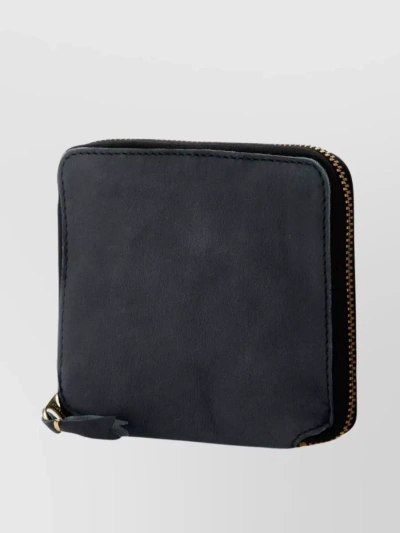 Comme Des Garçons Leather Wallet With Textured Finish And Gold-tone Hardware In Black