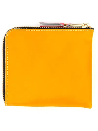 Comme Des Garçons Leather Wallet In Yellow