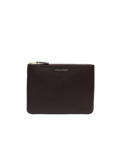 Comme Des Garçons Leather Zip Pouch In Black