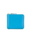 Comme Des Garçons Leather Zip Wallet In Blue