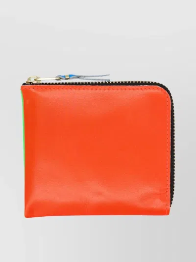 Comme Des Garçons Leather Zip Wallet In Orange