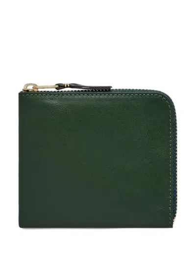 Comme Des Garçons Leather Zip-around Wallet In Green
