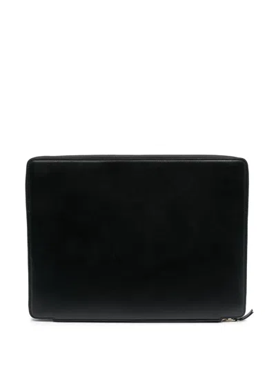 Comme Des Garçons Leather Zipped Briefcase In Black