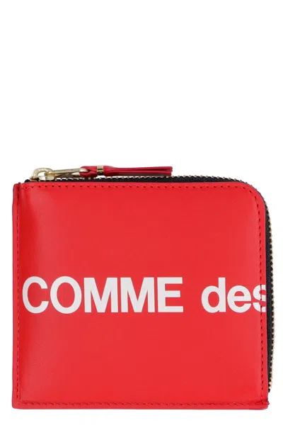 Comme Des Garçons Leather Zipped Coin Purse In Red
