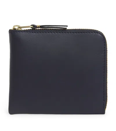Comme Des Garçons Leather Zipped Pouch In Navy