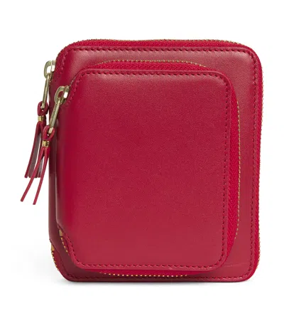 Comme Des Garçons Leather Zipped Wallet In Red