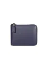 Comme Des Garçons Leather Zipper Wallet In Blue