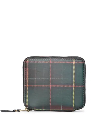 Comme Des Garçons Lenticular-effect Tartan Wallet In Grün