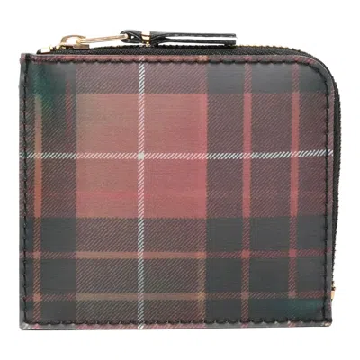 Comme Des Garçons Lenticular Tartan L Zip Wallet In Brown