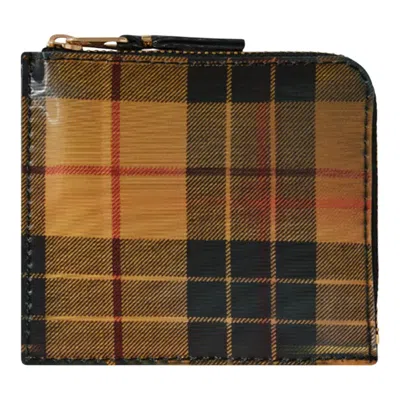 Comme Des Garçons Lenticular Tartan L Zip Wallet In Brown