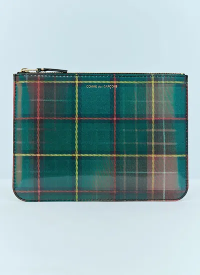 Comme Des Garçons Lenticular Tartan Large Pouch In Multi