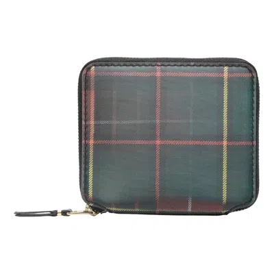 Comme Des Garçons Lenticular Tartan U Zip Wallet In Orange