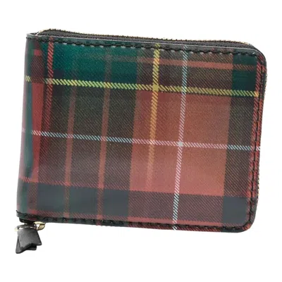 Comme Des Garçons Lenticular Tartan U Zip Wallet In Red