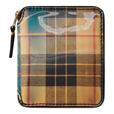 Comme Des Garçons Lenticular Tartan U Zip Wallet In Brown