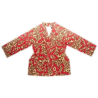 Pre-owned Comme Des Garçons Comme Des Garcons Leopard Print Felt 2d Coat, Fw 2012 In Red