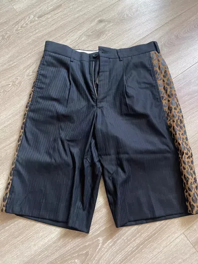 Pre-owned Comme Des Garçons Leopard Print Patchwork Shorts -dmc