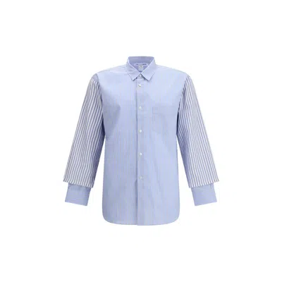 Comme Des Garçons Shirt Striped Layered Shirt In Blue