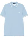 Comme Des Garçons Light Blue Polo With Striped Trim And Button Closure In Blue