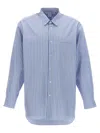 Comme Des Garçons Striped Shirt With Button-down Collar And Chest Pocket In Blue