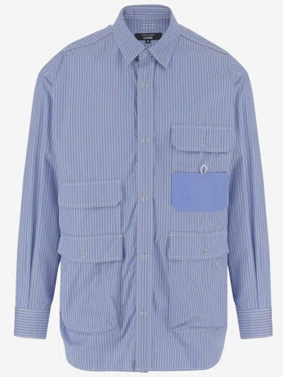 Comme Des Garçons Cotton Shirt With Striped Pattern In Blue