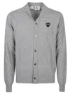 Comme Des Garçons Light Grey V-neck Logo Patch Cardigan In Gray