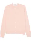 Comme Des Garçons Light Pink Round Neck Logo Cardigan In Pink