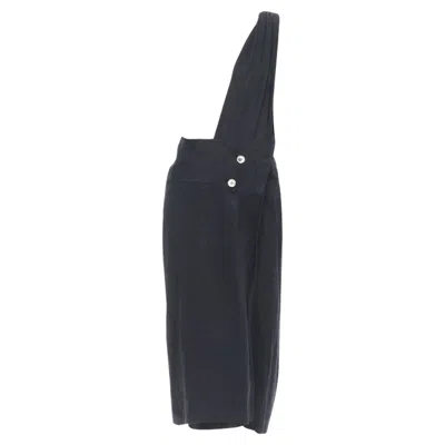 Comme Des Garçons Comme Des Garcons Linen One Shoulder Button Dungaree Skirt In Black