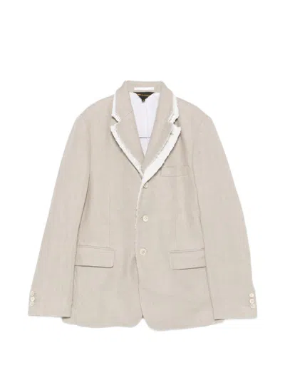 Comme Des Garçons Linen Jacket Single Breasted Flap Pockets In Brown