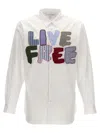 Comme Des Garçons Shirt Live Free Patch Long-sleeved Shirt In White