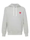 Comme Des Garçons Logo Cotton Hoodie With Drawstring Hood In Gray