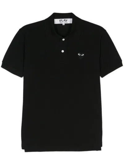 Comme Des Garçons Cotton Polo Shirt Short Sleeves Collar In Black