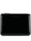 Comme Des Garçons Logo-debossed Leather Clutch Bag In Black