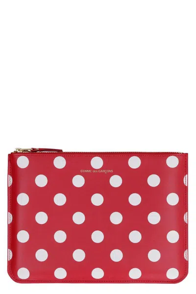 Comme Des Garçons Logo Detail Flat Leather Pouch