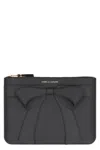 Comme Des Garçons Logo Detail Flat Leather Pouch In Black
