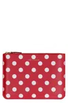 Comme Des Garçons Logo Detail Flat Leather Pouch In Red