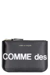 Comme Des Garçons Logo Detail Leather Pouch In Black