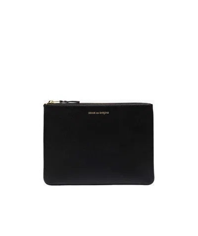 Comme Des Garçons Logo-detail Zip-up Leather Wallet In Black