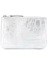 Comme Des Garçons Logo-embossed Leather Purse In Metallic
