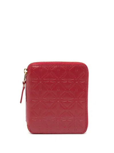 Comme Des Garçons Logo-embossed Leather Wallet In 红色
