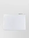 Comme Des Garçons Logo Embossed Metallic Finish Zip Wallet In White