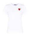 Comme Des Garçons Logo Heart Print T-shirt In White