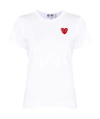 Comme Des Garçons Logo Heart Print T-shirt In White