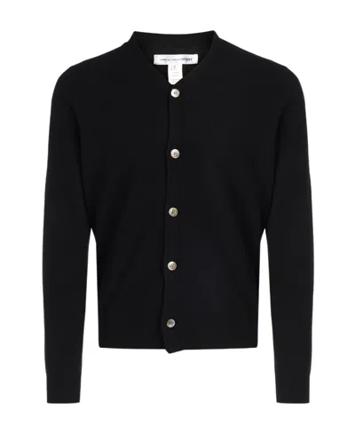 Comme Des Garçons Logo Knitted Cardigan In Black