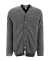 Comme Des Garçons Logo Knitted Cardigan In Gray