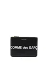 Comme Des Garçons Logo Leather Pouch In Black