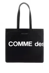 Comme Des Garçons Logo Leather Tote Bag In Black