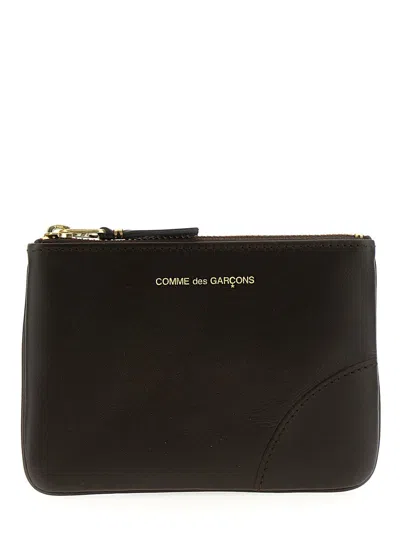 Comme Des Garçons Logo Leather Wallet In Brown
