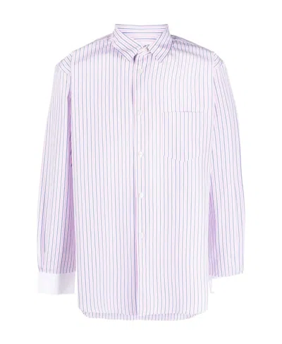 Comme Des Garçons Logo Long-sleeved Shirt In White