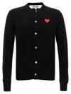Comme Des Garçons Logo Wool Cardigan With Ribbed Cuffs In Black